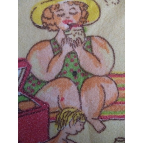 Chatham Vintage Blanket Day at the Beach Bathing Beauties  44" x 70" EUC - Picture 2 of 9